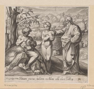 Gott erschafft Mann und Frau von Francesco Villamena