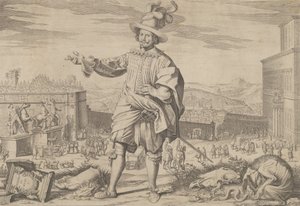 Porträt von Ioannes Altus Johann Alten, der Schweizer Garde, stehend am Quirinal und..., 1623 von Francesco Villamena