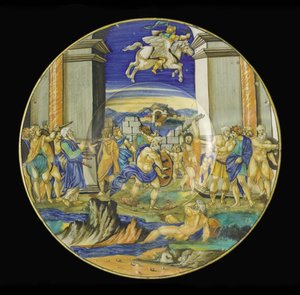 Teller mit Szene aus Ariostos Orlando Furioso, 1531 (Majolika)