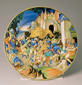 Teller mit der Schlacht von Roncevaux