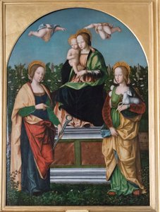 Madonna mit Kind, St. Agatha und St. Agnes von Francesco Zaganelli di Bosio