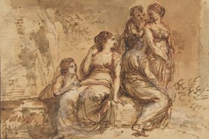 Fünf junge Frauen in einer Landschaft, 1702-88