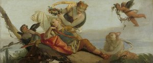 Der schlafende Rinaldo, von Armida mit Blumen gekrönt von Francesco Zugno
