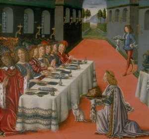 Das Festmahl des Herodes. Episode aus der Predella des Tabernakels des Heiligen Sakraments von Francesco and Raffaello 1477 c.1520 Botticini