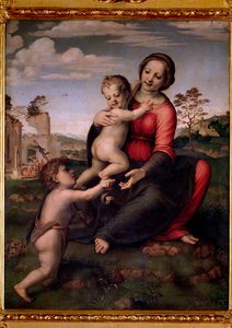 Jungfrau mit Kind und Johannes dem Täufer von Francesco di Cristofano Franciabigio