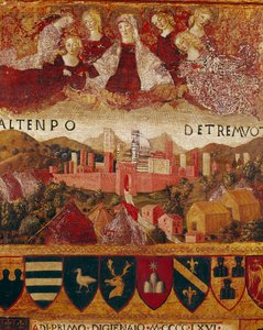 Ex Voto: Die Jungfrau Maria schützt die Stadt Siena zur Zeit der Erdbeben von 1466-1467 (Detail)