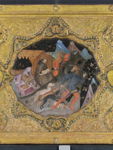 Detail aus Die Geschichte von Diana und Actaeon, mit St. Hieronymus: ein Cassone-Panel