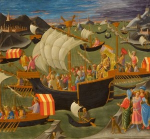 König Melchior segelt ins Heilige Land von Francesco di Stefano Pesellino