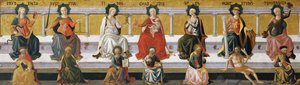 Die sieben Tugenden (Klugheit, Gerechtigkeit, Glaube, Nächstenliebe, Hoffnung, Stärke, Mäßigung) von Francesco di Stefano Pesellino