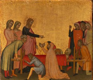 Der heilige Johannes der Evangelist erweckt Satheus zum Leben, ca. 1370