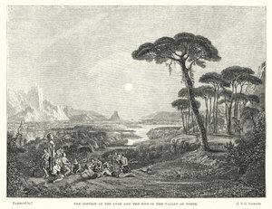 Der Wettstreit der Leier und der Flöte im Tal von Tempe (Gravur) von Francis (after) Danby