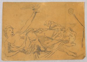 Skizze einer weiblichen Figur mit einer Taube von Francis Augustus Lathrop