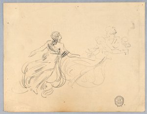 Skizze von zwei weiblichen Figuren von Francis Augustus Lathrop