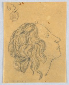 Skizze eines Frauenkopfes im Profil von Francis Augustus Lathrop