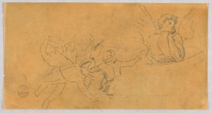 Skizze eines Engels und Putti von Francis Augustus Lathrop