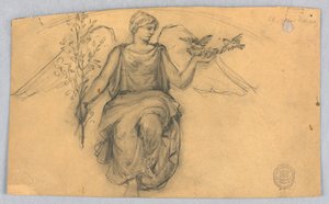 Frühling, Skizze einer geflügelten Figur von Francis Augustus Lathrop
