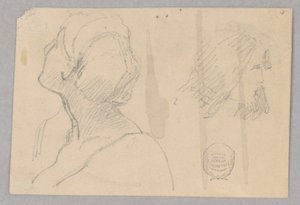 Zwei Skizzen eines Frauenkopfes von Francis Augustus Lathrop