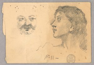 Frauenkopf und ein Gesicht von Francis Augustus Lathrop