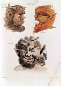 Köpfe böser Dämonen: Theumis, Asmodeus und der Inkubus, Illustrationen aus 