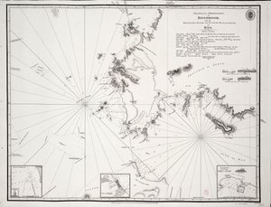 Karte des Vorgebirges von Boodroom mit den Karabaghla-Inseln und dem Nordpunkt der Insel Kos ... von Francis Beaufort F.R.S. ... 1811
