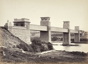 Bangor, die Britannia Bridge, von Anglesey aus (258) von Francis Bedford