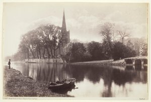 Stratford-on-Avon, Kirche vom Avon aus, 1860-94 von Francis Bedford