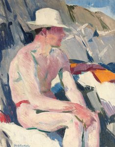 Badende mit weißem Hut von Francis Campbell Boileau Cadell