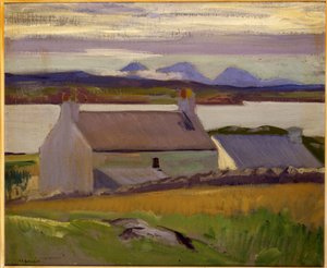 Abenddämmerung, Iona, Paps of Jura im Hintergrund von Francis Campbell Boileau Cadell