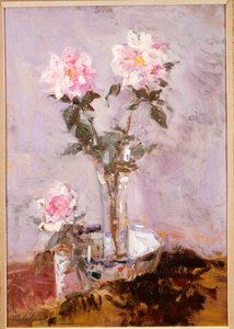 Rosa Rosen in einer Glasvase von Francis Campbell Boileau Cadell