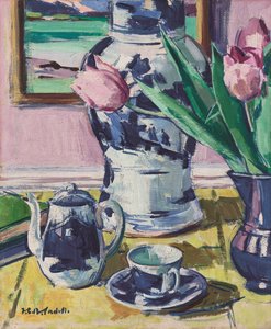 Stillleben mit Tulpen und Iona
