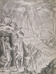 Dido und Aeneas, die in einer Höhle Schutz suchen