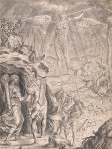 Dido und Aeneas Schutz suchend in einer Höhle