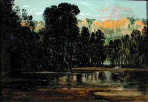 Eine bewaldete Landschaft bei Sonnenuntergang von Francis Danby