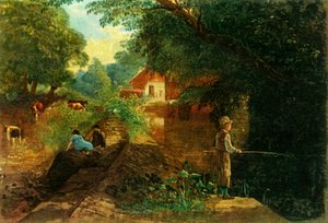 Ein junger Fischer in Stapleton Glen, frühes-mittleres 19. Jahrhundert, 1946 von Francis Danby