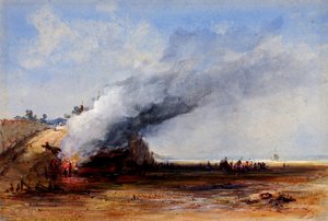 Verbrennung eines alten Bootes, 19. Jahrhundert
