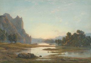 Sonnenuntergang über einer Flusslandschaft von Francis Danby