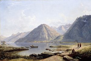Blick auf den Genfersee mit der Stadt Villeneuve, 1836 von Francis Danby