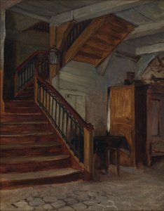Rauminterieur mit Wendeltreppe, spätes 19. - frühes 20. Jahrhundert von Francis Davis Millet