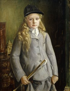 Porträt eines Mädchens, stehend in Reitkleidung