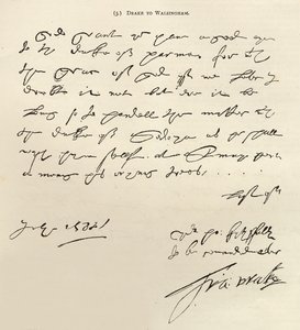 Brief von Sir Francis Drake an Sir Francis Walsingham, unterzeichnet am 29. Juli 1588, veröffentlicht in 