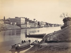Ufer des Nils in Kairo, ca. 1857, gedruckt in den 1870er Jahren von Francis Frith