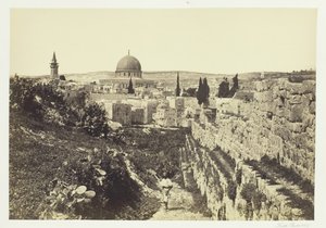 Stadtmauer und Omar-Moschee, Jerusalem, 1857