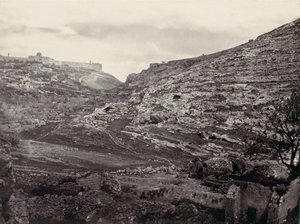 Berg Moriah, Jerusalem, vom Brunnen En Rogel, ca. 1857