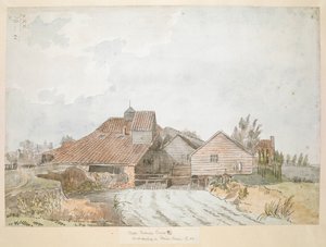 Eine farbige Ansicht einer Ölmühle, nahe Twickenham Common von Francis Grose