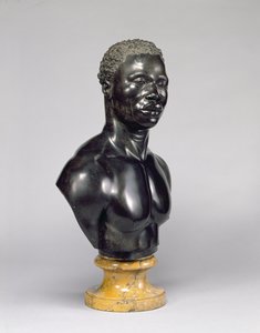Büste eines Mannes, ca. 1758 (schwarzer Kalkstein und gelber Marmor) von Francis Harwood