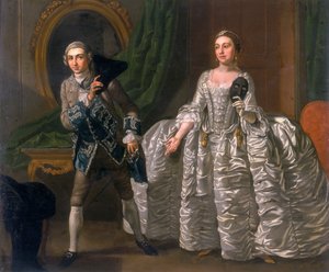 David Garrick und Hannah Pritchard in einer Szene aus Der misstrauische Ehemann, 1752