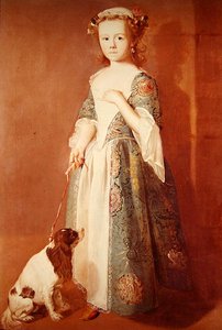Kleines Mädchen mit einem Hund von Francis Hayman