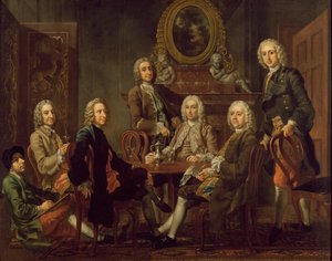 Porträt einer Gruppe von Herren, mit dem Künstler, ca. 1745 von Francis Hayman