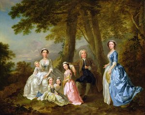 Samuel Richardson sitzt mit seiner zweiten Familie von Francis Hayman