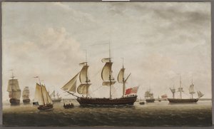 Captain Cooks Schiffe HMS Resolution und Adventure in der Long Reach, 1772
